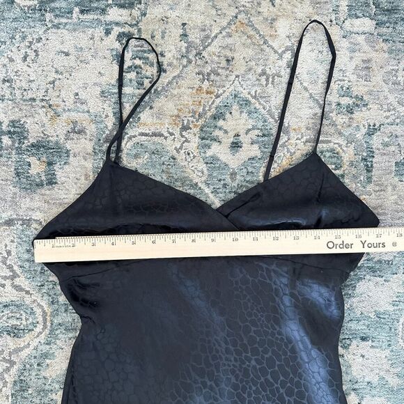 Vintage Silk Slip Dress Mini Women Medium Black Chemise Cami Y2K Nighty Romantic - Picture 8 of 10